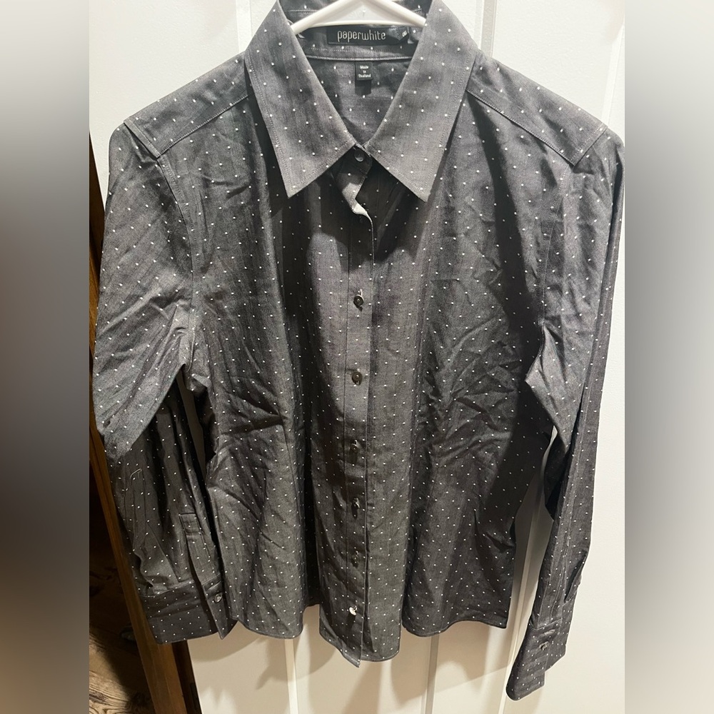 Charcoal Polka Dot Button Down Shirt